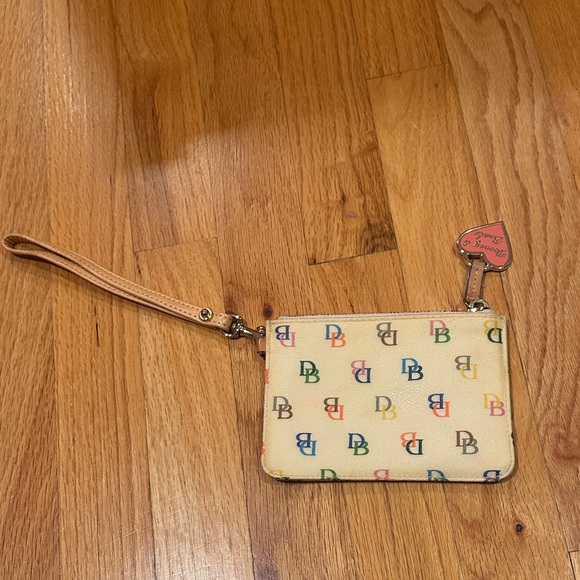 Dooney & Bourke Cream Multicolor Logo Wristlet - Picture 2 of 3